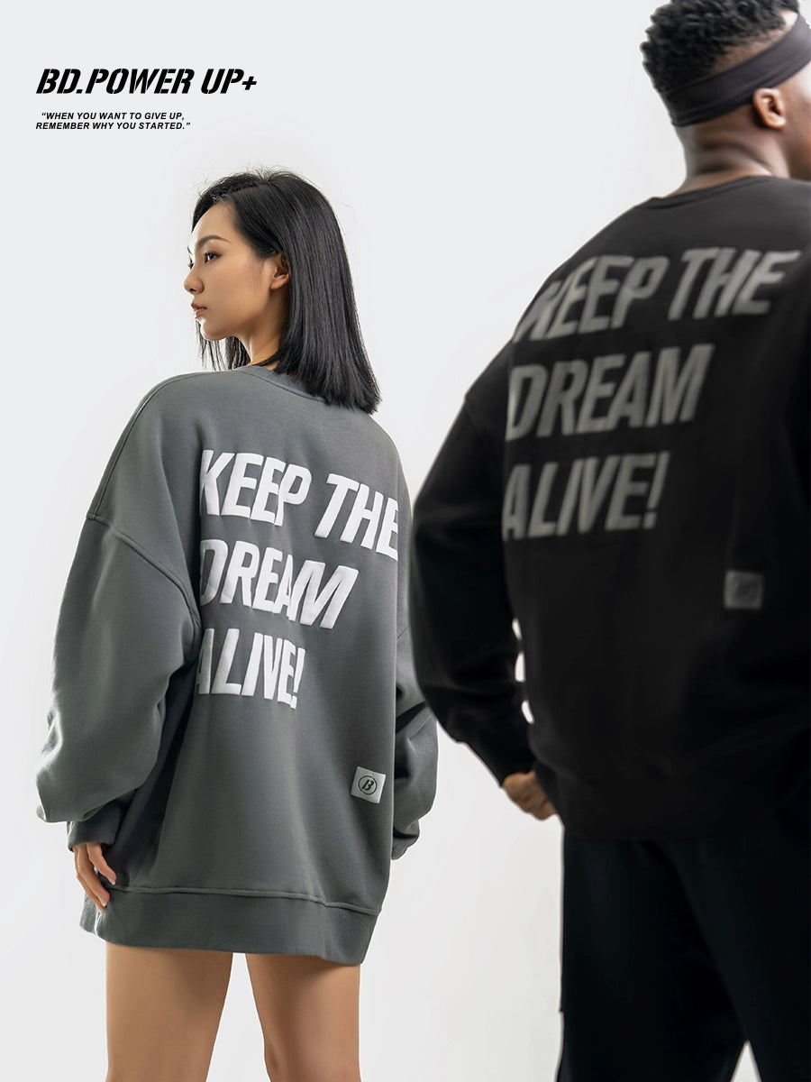 Couple Puff Print Women's Knitted Thick round Neck Sweatshirt